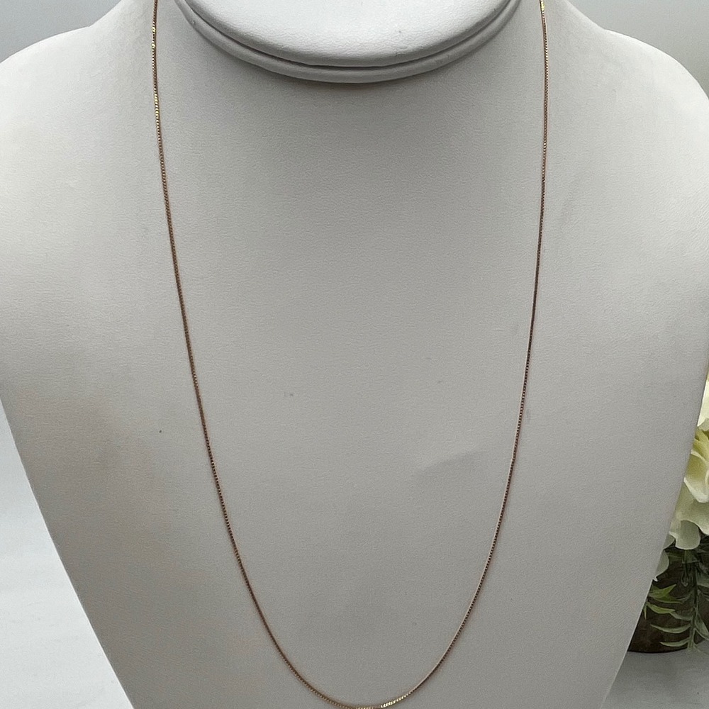 14k Solid Yellow Gold Italy Box Shinyโ Chain Necklace, 20" 1.2 Grams .75mm